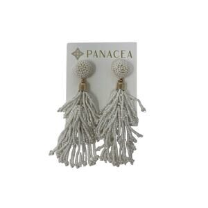 Rachel Zoe Panacea White Beaded Tassle‎ Earrings New